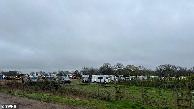 Thirty to 40 grab lorries containing pipes, wood, aggregate, and steel arrived to create an entire community on the land