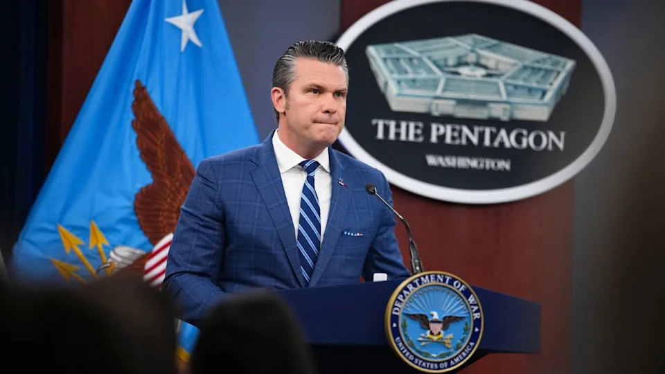  Defense Secretary Pete Hegseth at Pentagon Press briefing. 