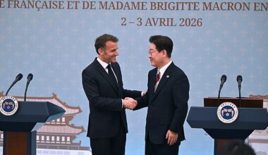 French and South Korean leaders say they'll work together to reopen Strait of Hormuz