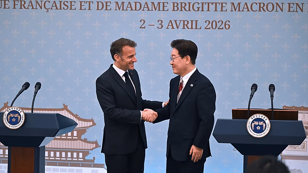 French and South Korean leaders say they'll work together to reopen Strait of Hormuz