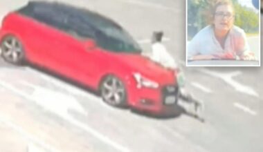 Wild moment woman clings to moving car in Australian road rage incident
