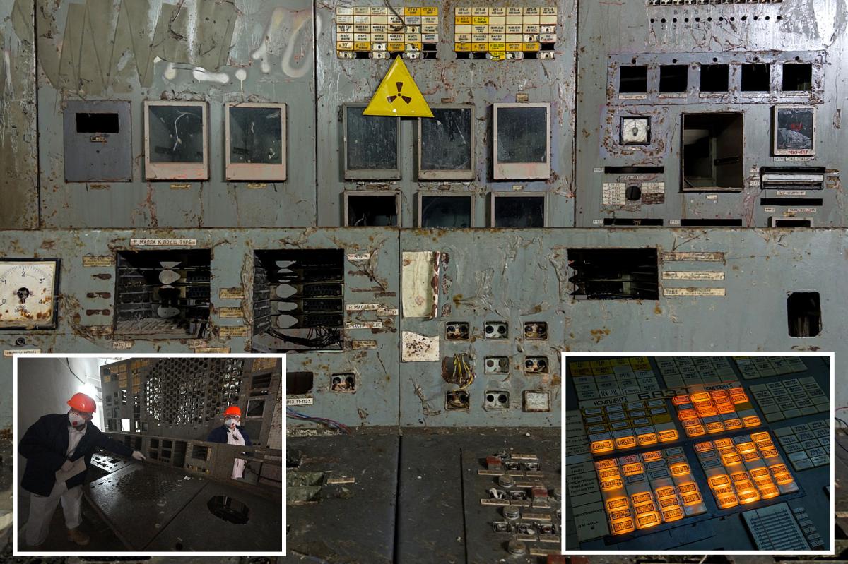 Eerie photos of abandoned Chernobyl plant show lights still glowing on nuclear control panel