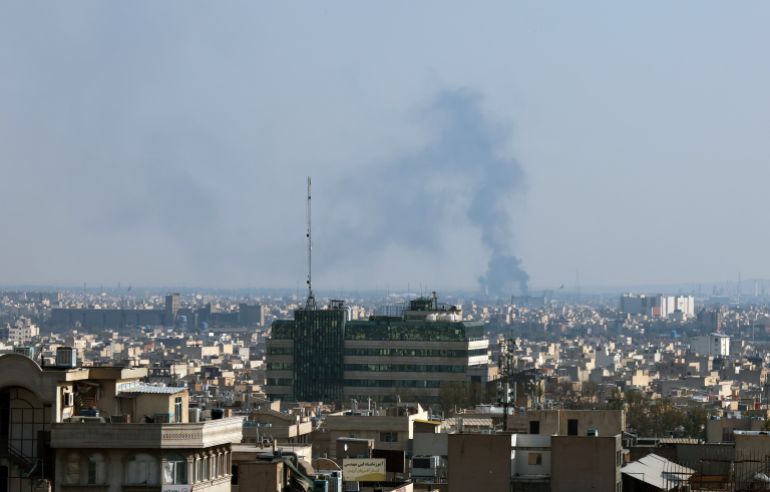 Smoke rises after an airstrike in central Tehran, Iran on April 1, 2026. 