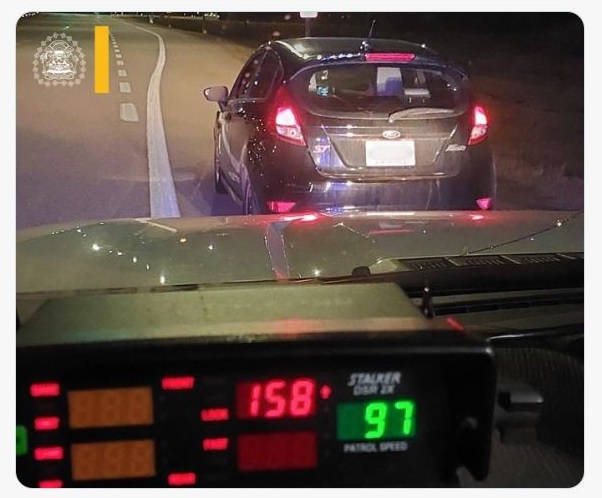 Calgary police say this driver was stopped on April 10 on Deerfoot Trail, near 130 Ave. S.W. for doing 158 km/hr in a 100 km/hr zone.