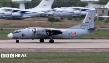Russian Air Force Antonov An-26 plane / military aircraft.