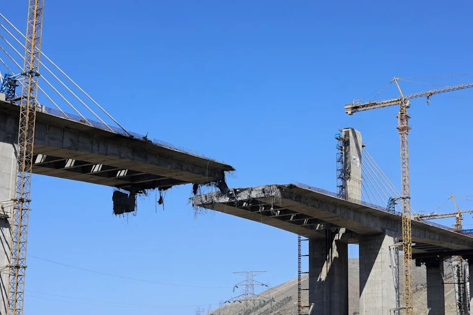 A view of the B1 bridge is pictured, a day after it was destroyed by a strike in Karaj, southwest of Tehran, Iran, on Friday (AFP via Getty Images)