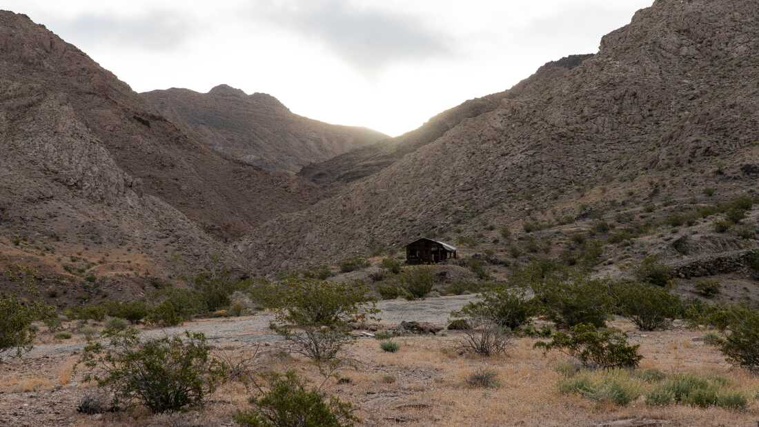 Remains of the Gunsight Mine on the Nopah Mountain Range in Death Valley, California on Sunday March 22, 2026. Photos for NPR by Krystal Ramirez