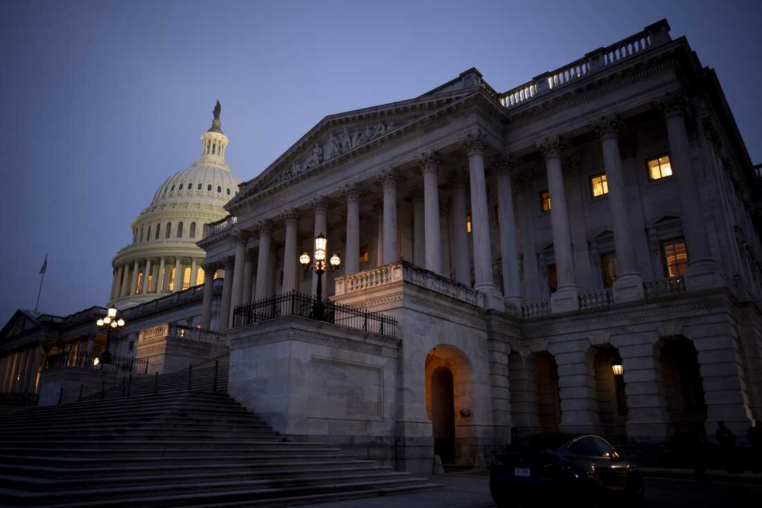 The U.S. Capitol is visible in the early morning hours on April 2, 2026.