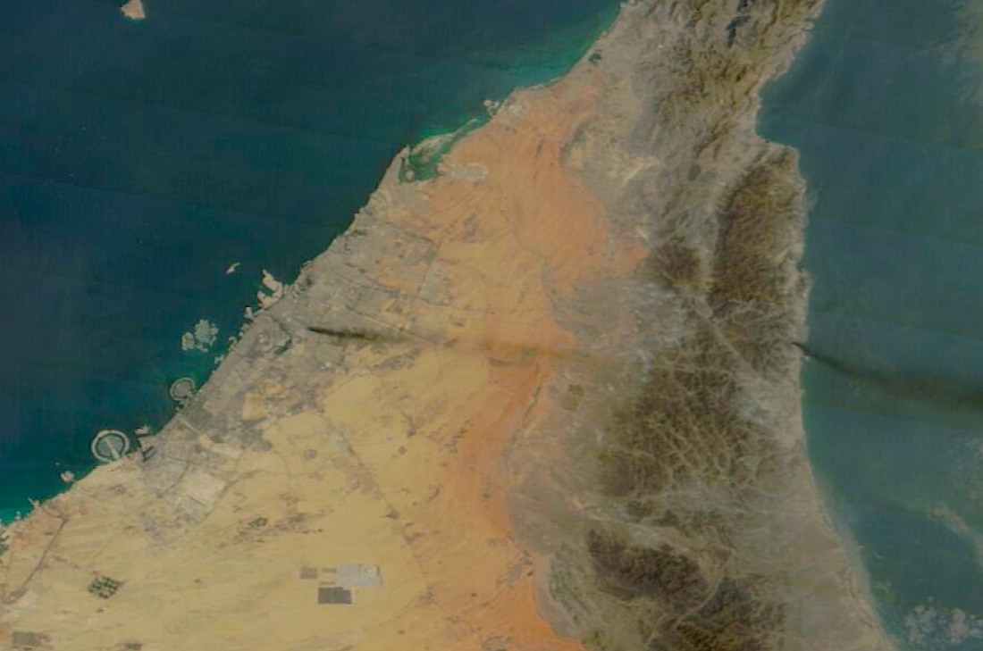 A satellite image from NASA's Terra spacecraft shows fires burning in the United Arab Emirates on March 16, 2026. Some lower-resolution imagery continues to be available from publicly funded satellites.