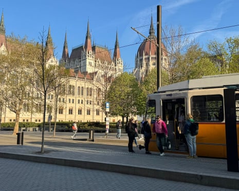 The Hungarian parliament and Kossuth Lajos tér in central Budapest, days before the parliamentary election on 12 April