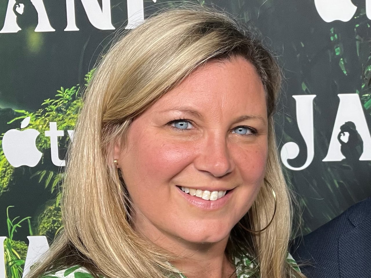 A woman with blonde hair