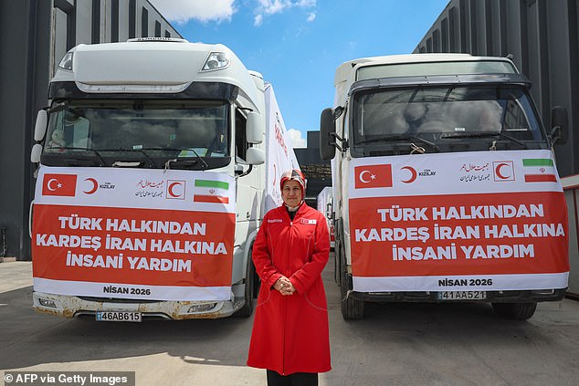 Turkey's Red Crescent president Fatma Meric Ylmaz poses for AFP interview in Ankara on April 10, 2026, as The Red Cross and Turkey's Red Crescent plan to send supplies in Iran. The Red Cross and Turkey's Red Crescent on Friday dispatched an emergency humanitarian aid convoy from Turkey to Iran, as the organisation warned of a "desperate" humanitarian situation in the country. (Photo by Adem ALTAN / AFP via Getty Images)