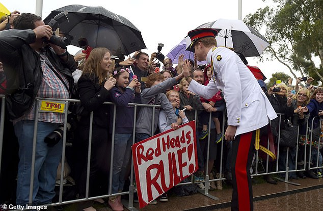 CANBERRA, AUSTRALIA - APRIL 06:  Prince Harry greets members of the public outside the Australian War Memorial on April 6, 2015 in Canberra, Australia. Prince Harry, or Captain Wales as he is known in the British Army, will end his military career with a month long secondment to the Australian Defence Force in barracks in Sydney, Perth and Darwin.  (Photo by Lukas Coch - Pool/Getty Images) 15733681