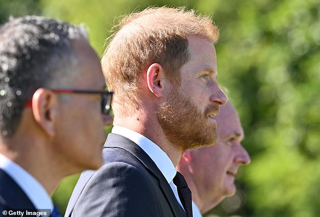 CANBERRA, AUSTRALIA - APRIL 15: Prince Harry, Duke of Sussex is escorted to the Australian War Memorial for a viewing of the 'For our Country' - Aboriginal and Torres Strait Islander memorial on April 15, 2026 in Canberra, Australia. The Duke and Duchess of Sussex are on a four-day visit to Australia, with engagements across Melbourne, Canberra and Sydney. (Photo by Wendell Teodoro/Getty Images)