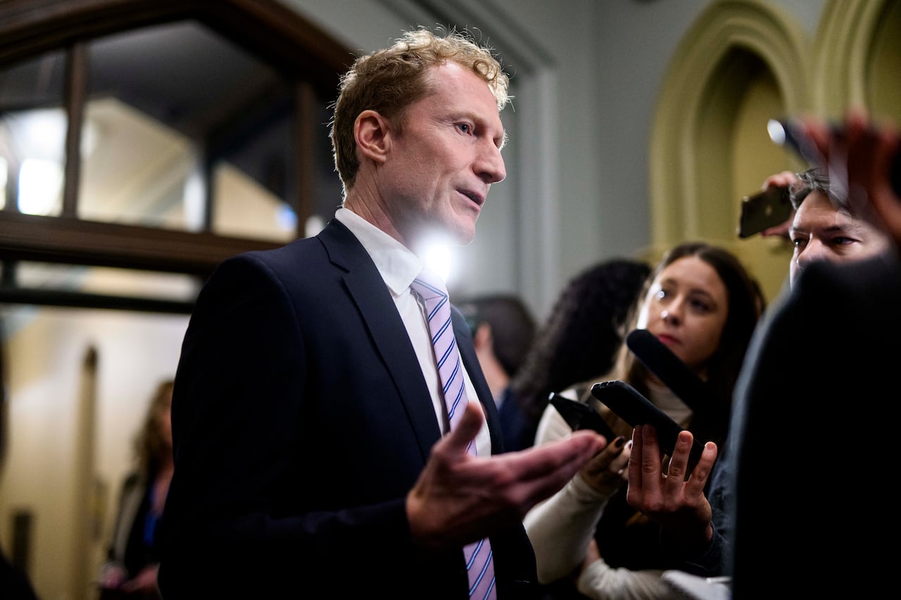 Marc Miller speaks to journalists.