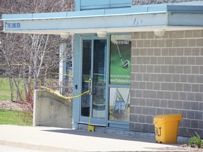The entrance to the Lion's Den pub at Lambton College, April 11, 2026