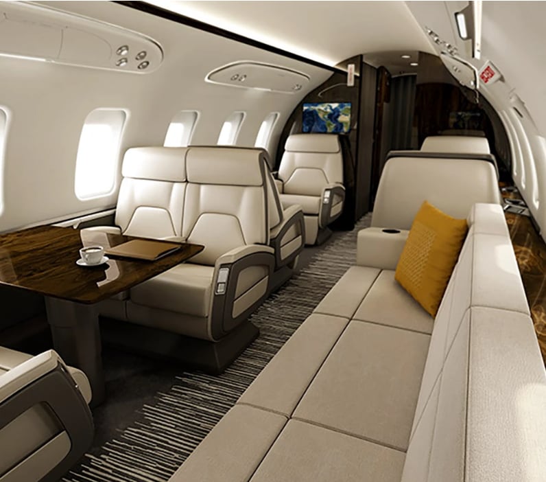 The inside of a private plane.