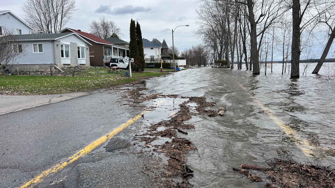 water covering part of a road