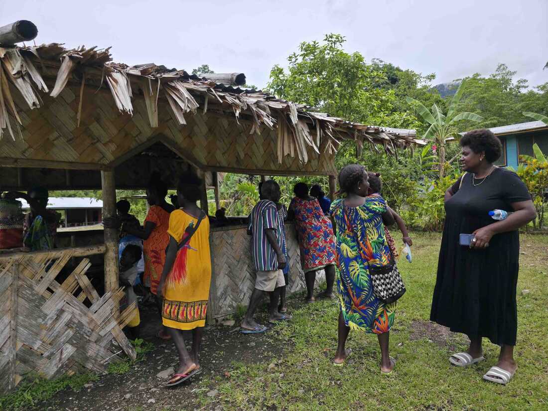 Theonila Roka Matbob and community members in Papua New Guinea’s Autonomous Region of Bougainville in January, 2026