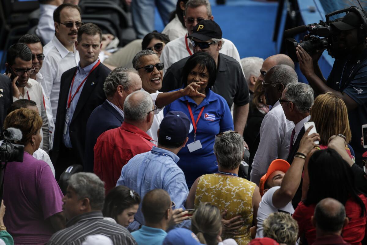 President Barack Obama visits with special guests
