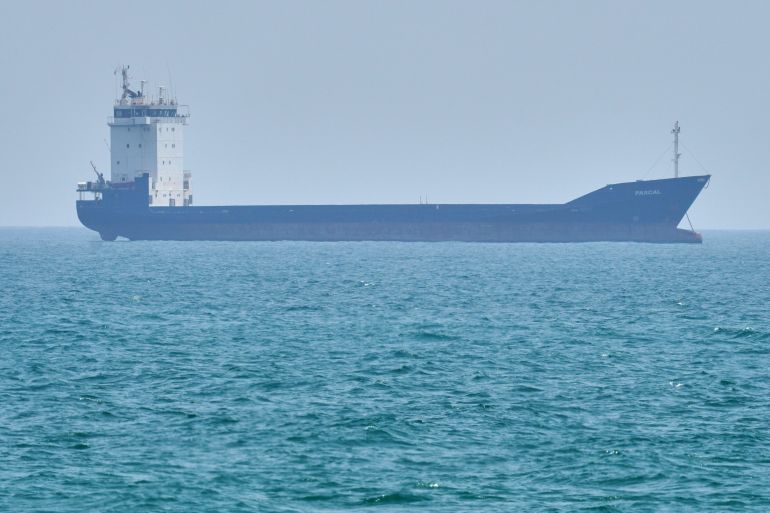 A tanker sits anchored in the Strait of Hormuz off the coast of Qeshm Island, Iran, Saturday, April 18, 2026. (AP Photo/Asghar Besharati)