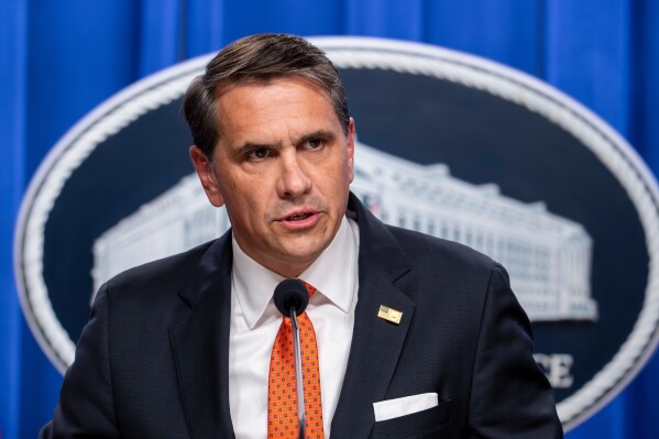 Acting Attorney General Todd Blanche holds a news conference at the Justice Department in Washington, April 7, 2026. (AP Photo/J. Scott Applewhite, File)