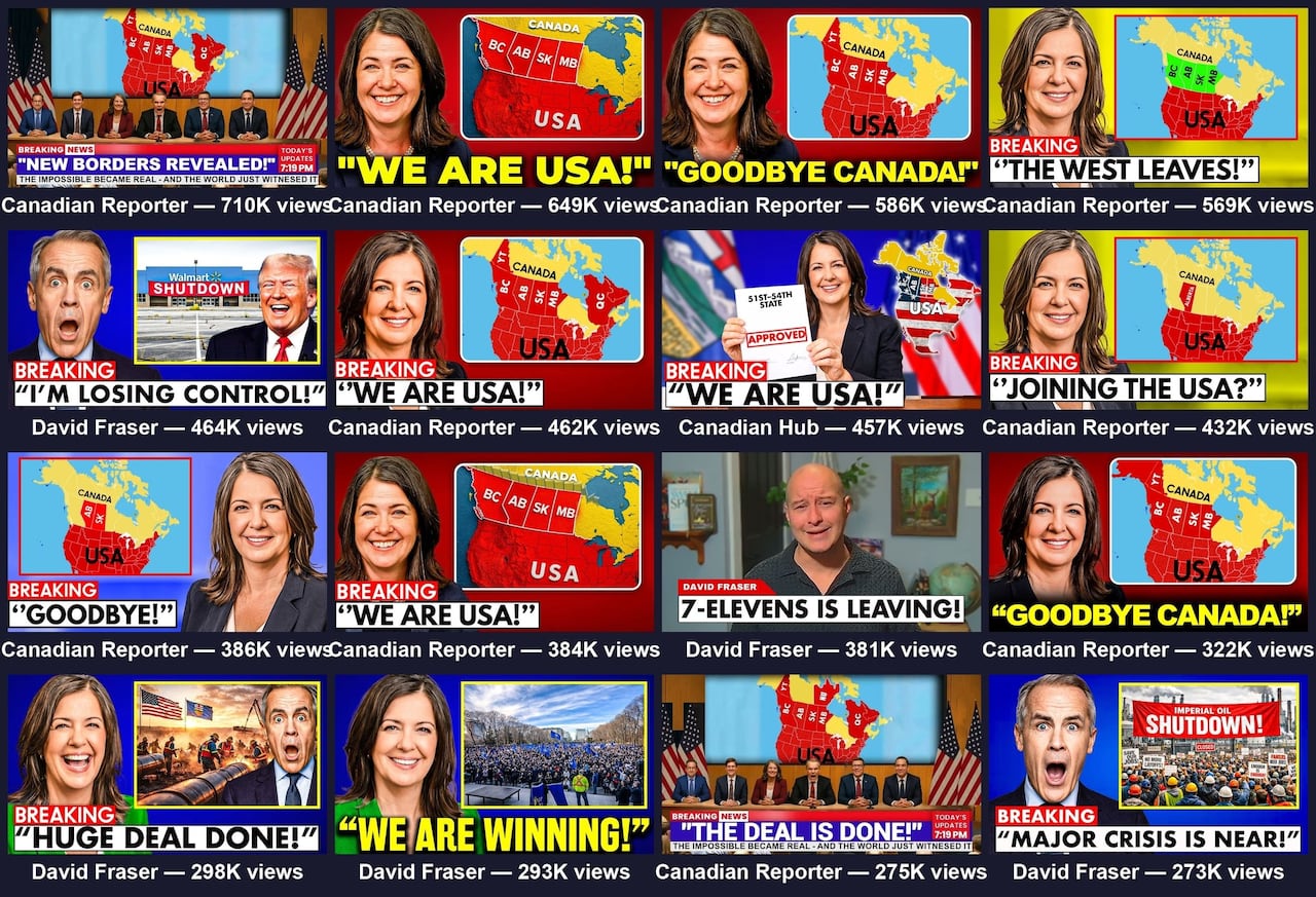 A new report from the Canadian Digital Media Research Network analyzed videos from similar "inauthentic" accounts that seem targeted toward Albertans discussing possible separation from Canada.