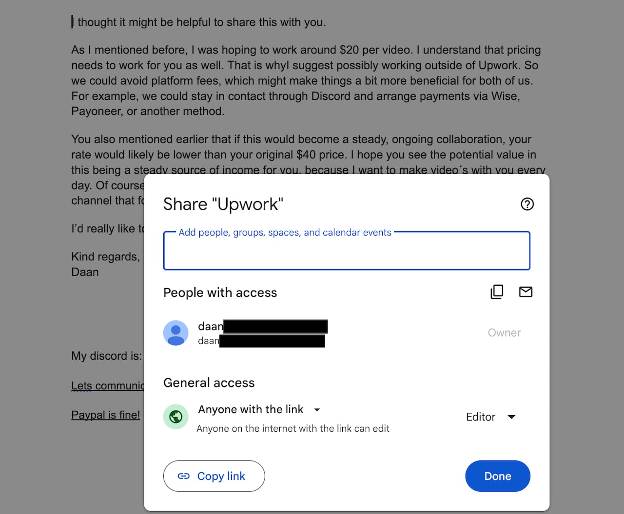 A screenshot of a Google Doc.