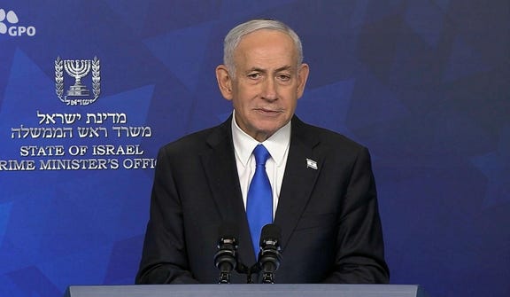 Prime Minister Benjamin Netanyahu speaking on Friday.