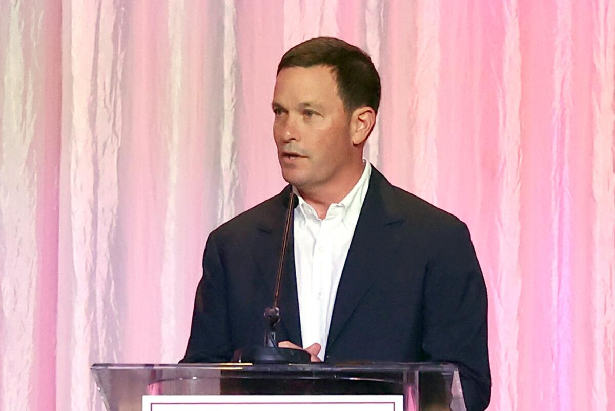 UC Regent Jay Sures speaks at an event in Beverly Hills in 2024.