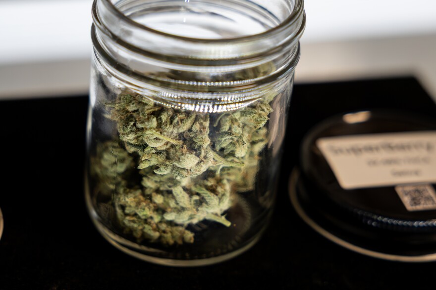 A jar of hemp flower
