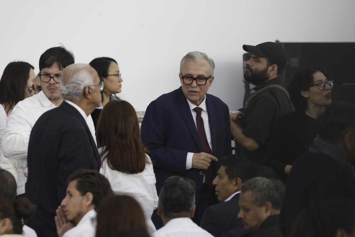 Governor of the state of Sinaloa, Ruben Rocha Moya attends the Ceremony of the handing over of the baton