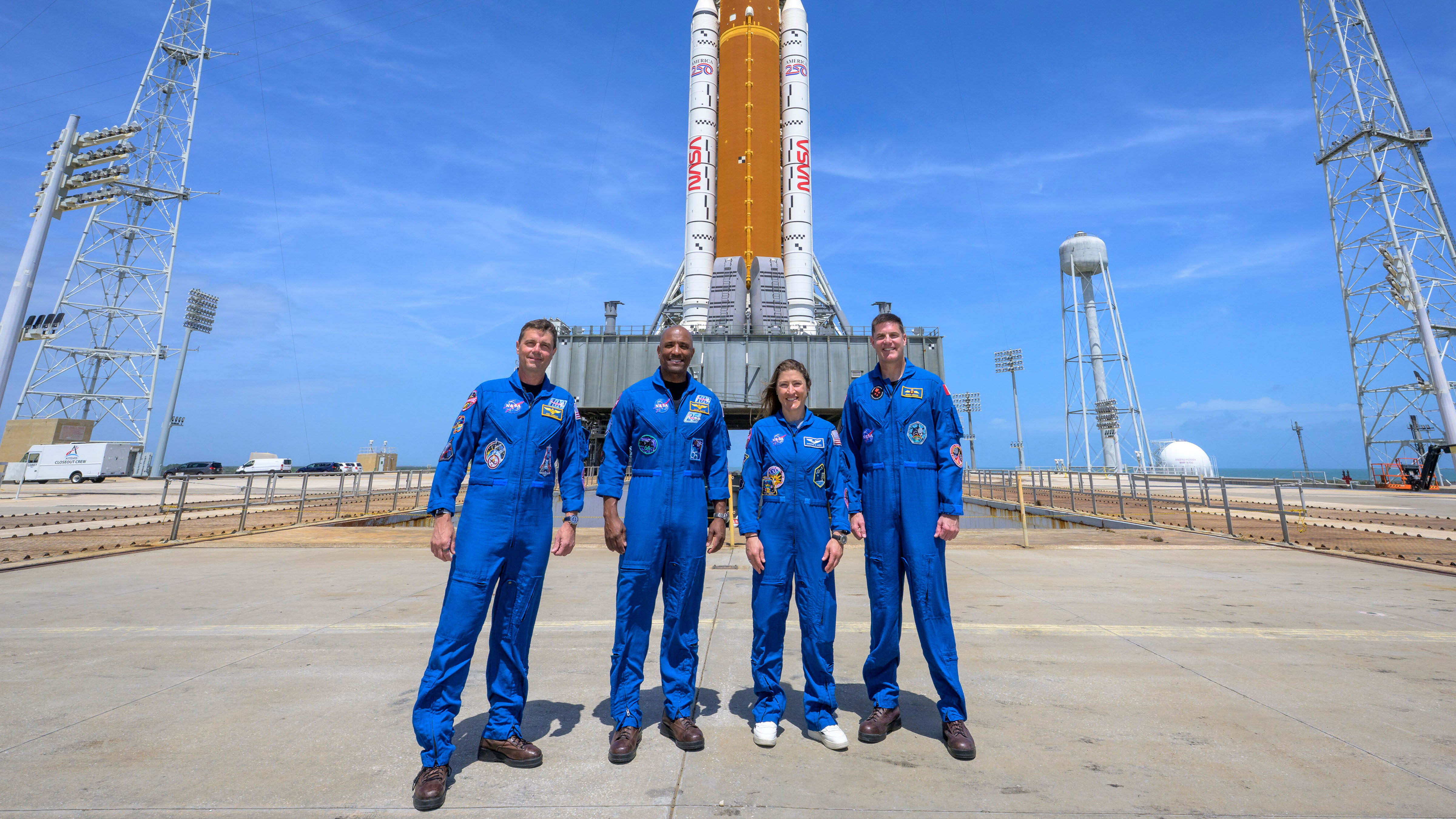 This photo provided by NASA shows NASA astronauts Reid Wiseman, Victor Glover, Christina Koch and Jeremy Hansen.