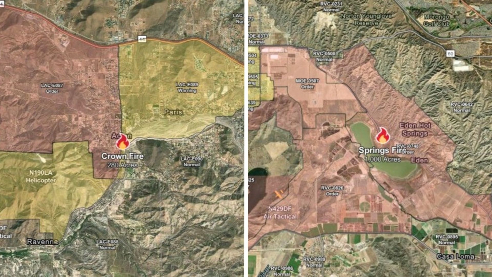 Interactive Maps: See where the Moreno Valley fire and Acton fire are burning