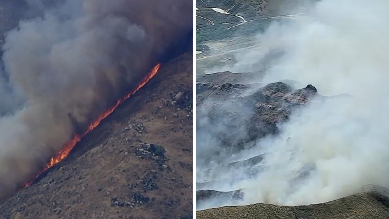 Fires erupt in Riverside County and Los Angeles County amid windy conditions