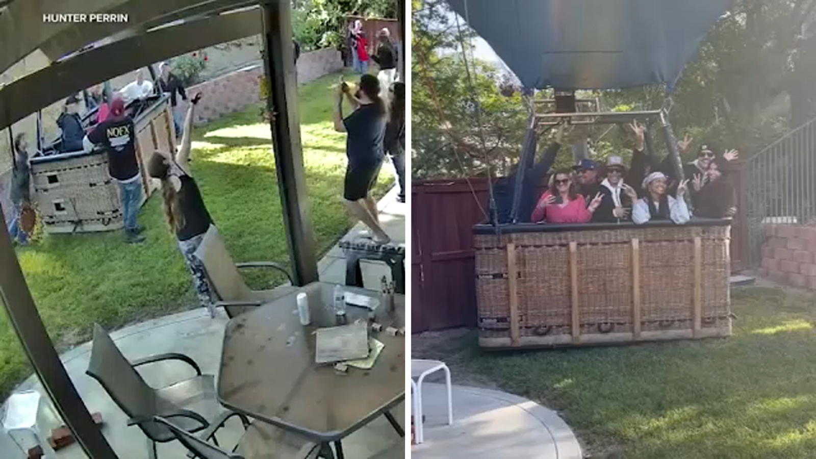 Video shows hot air balloon carrying 13 people make emergency landing in Temecula backyard