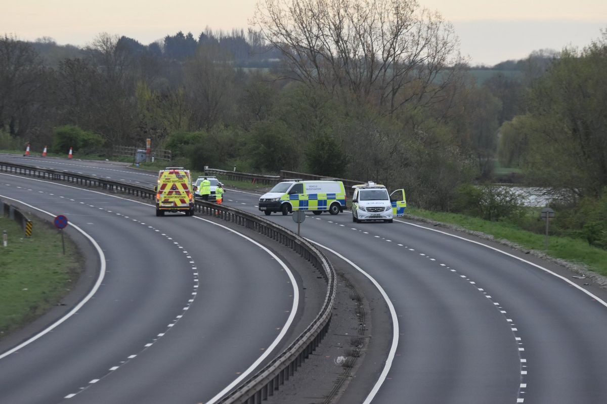 The emergency services pictured on the A1, between the A46 near Newark and the B6325 for North Muskham