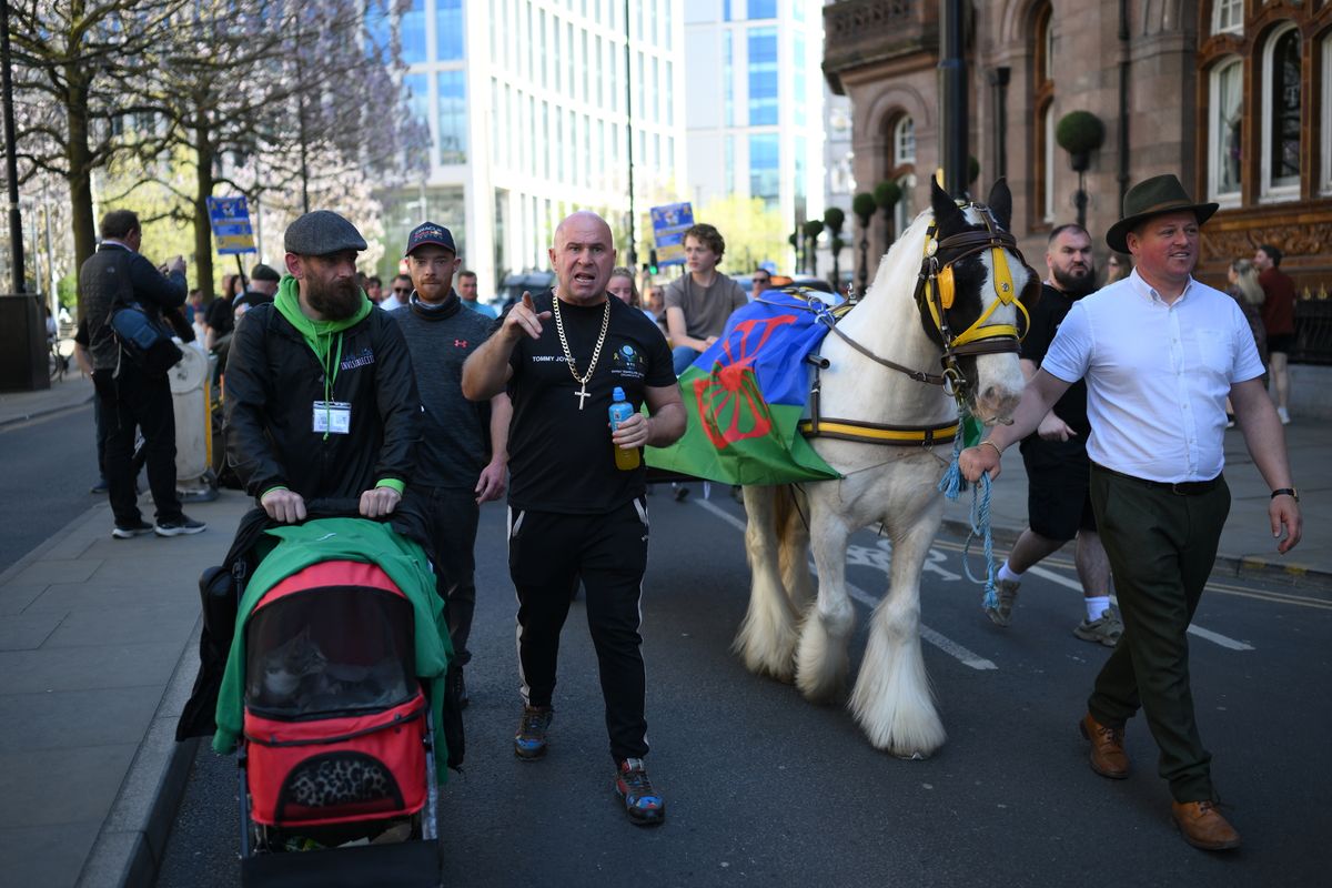 The protest makes it way to Deansgate from St. Peter's Square