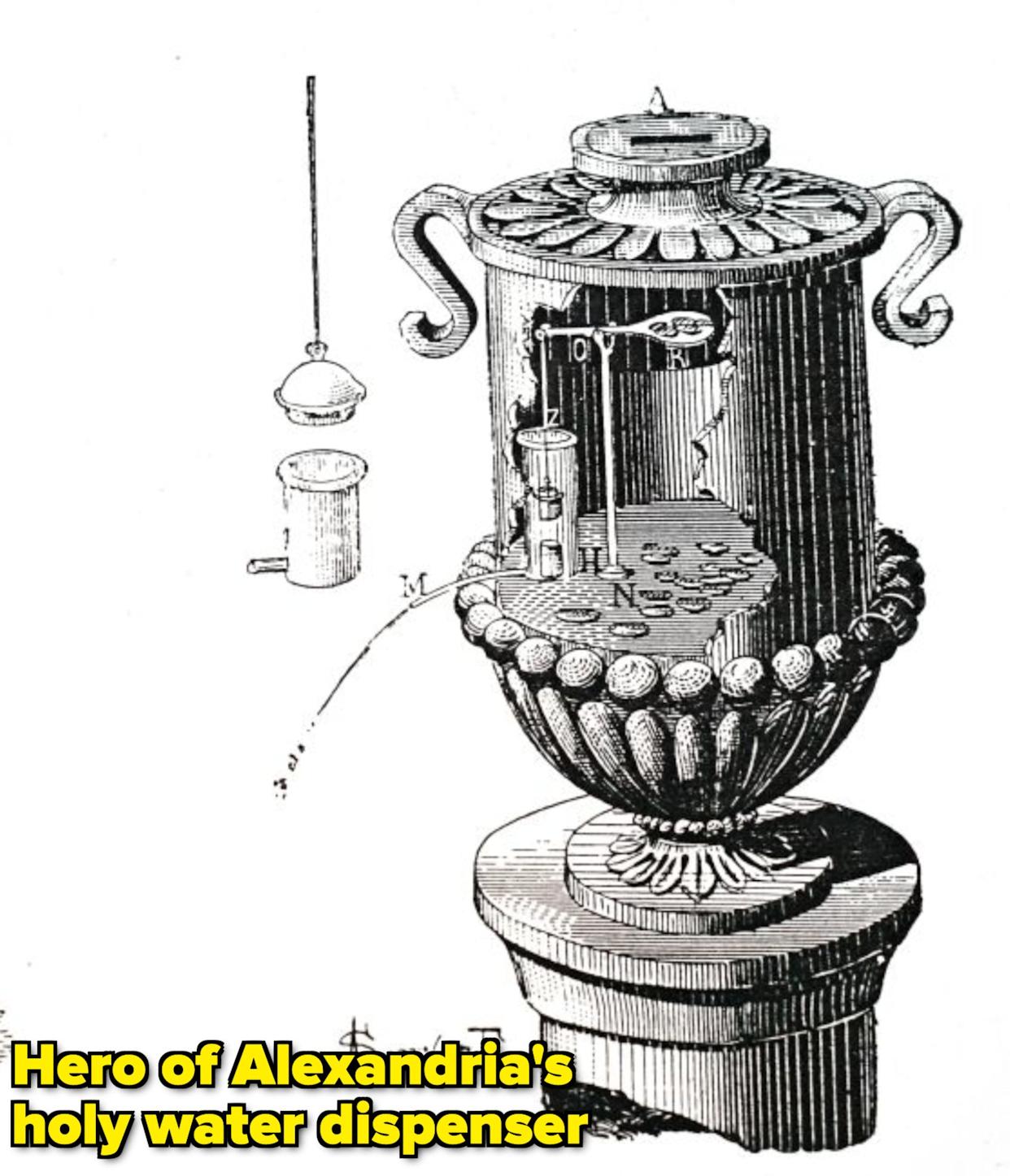 Antique mechanical devices featuring intricate internal structures and levers, resembling early machines or inventions