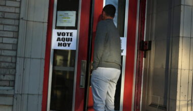Voters arrive at polling site on Election Day in Montclair New Jersey