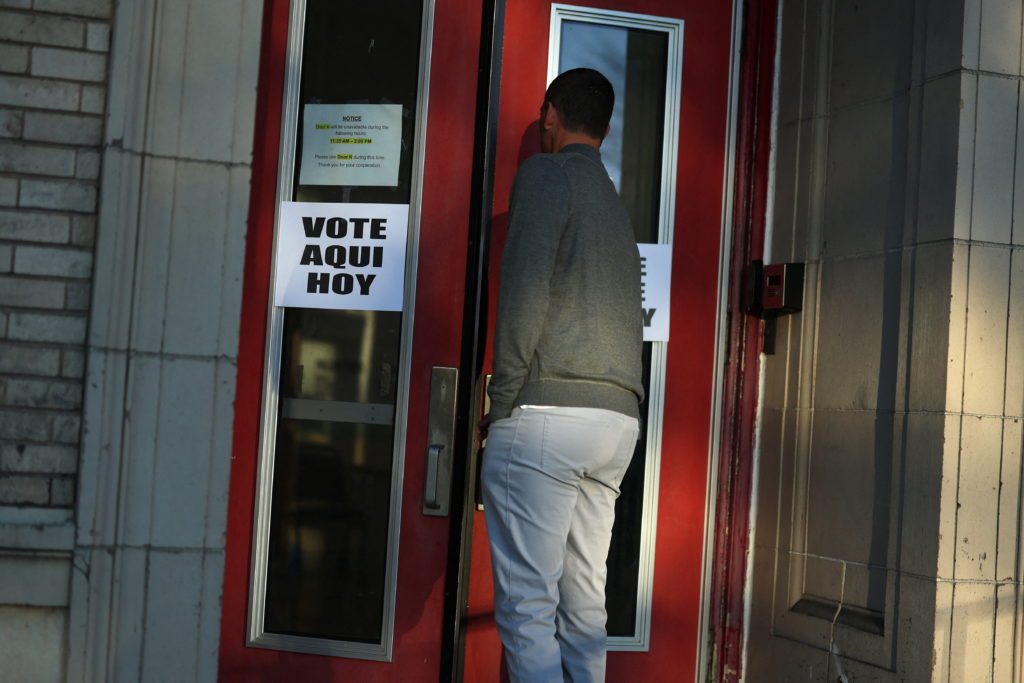 Voters arrive at polling site on Election Day in Montclair New Jersey