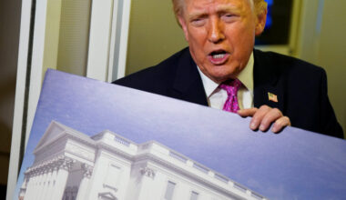 U.S. President Donald Trump on board Air Force One for travel to Joint Base Andrews