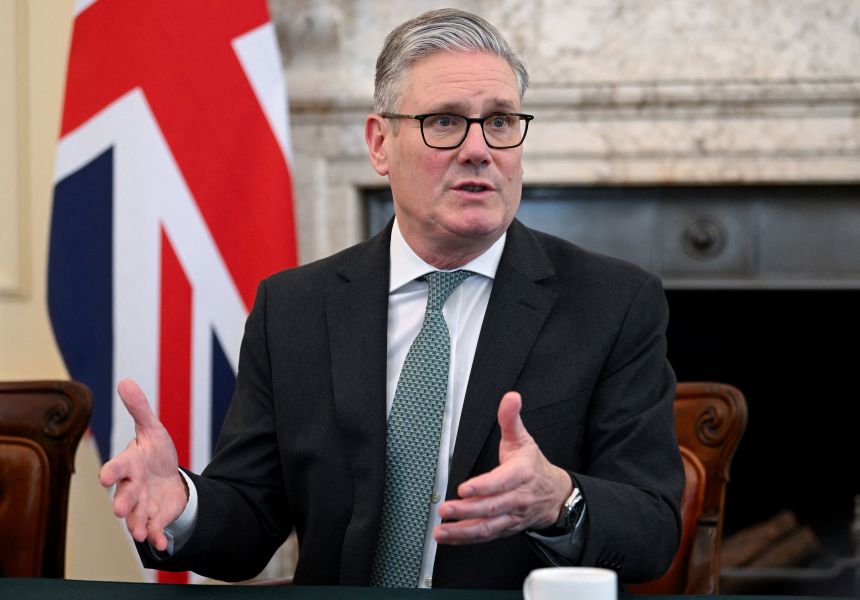 Britain's Prime Minister Keir Starmer attends a meeting to discuss the US-Israeli conflict with Iran and the impact on the Strait of Hormuz, in London, on Monday, March 30.