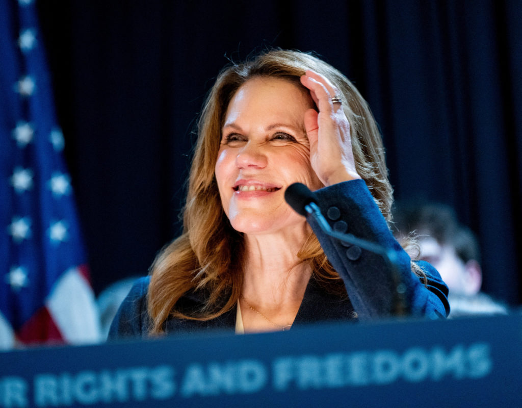Wisconsin Supreme Court Justice elect Chris Taylor makes remarks to supporters at an election night party for her Supreme ...