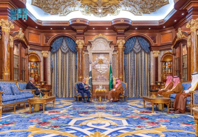Saudi Crown Prince Mohammed bin Salman meets with Pakistan's Prime Minister Shehbaz Sharif in Jeddah