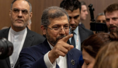 Iranian Deputy Foreign Minister Saeed Khatibzadeh speaks to reporters as he attends Antalya Diplomacy Forum in Antalya