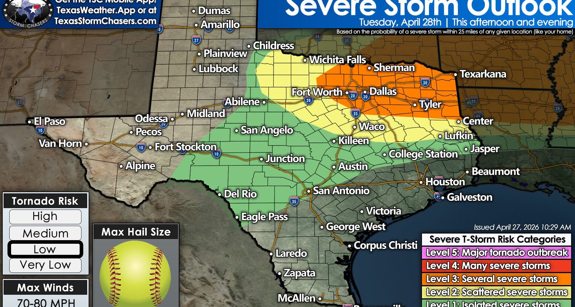 Large Hail, Wind & Tornado Risk