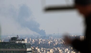 Smoke rises from the site of a strike in Tehran on April 1, 2026. An AFP journalist reported several huge explosions in the west of the Iranian capital Tehran on April 1 afternoon. Israel said earlier on April 1 it had struck several targets in Tehran.