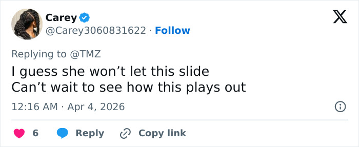 Screenshot of a social media reply expressing curiosity about Blake Lively’s scathing lawsuit statement and its outcome.