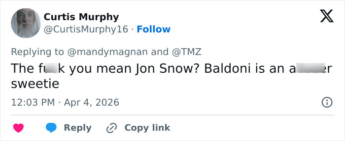 Screenshot of a tweet by Curtis Murphy reacting to Blake Lively's scathing lawsuit statement about She Lost Her Dragon.